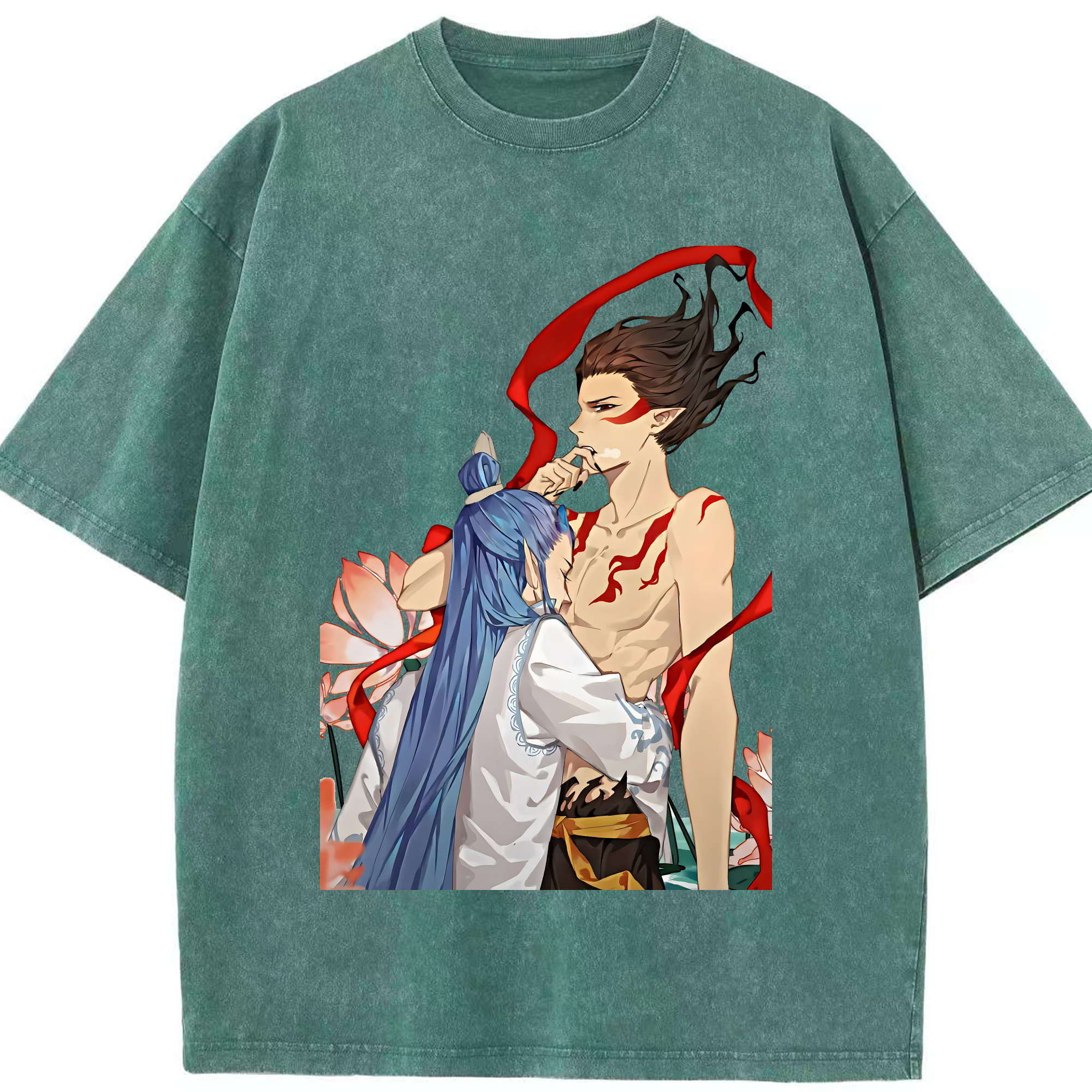（画像用） Ne Zha 2 ナタ 魔童の大暴れ 綿100% ヴィンテージ風 半袖Tシャツ（フロントプリント）
